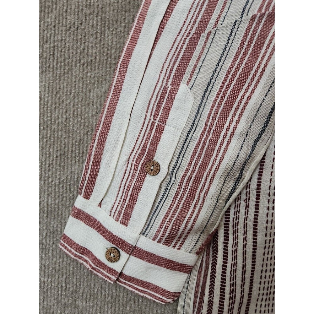 Soft Surroundings Beaded Tunic Womens M Repose Berry Stripe Linen Blend NEW - Picture 11 of 12
